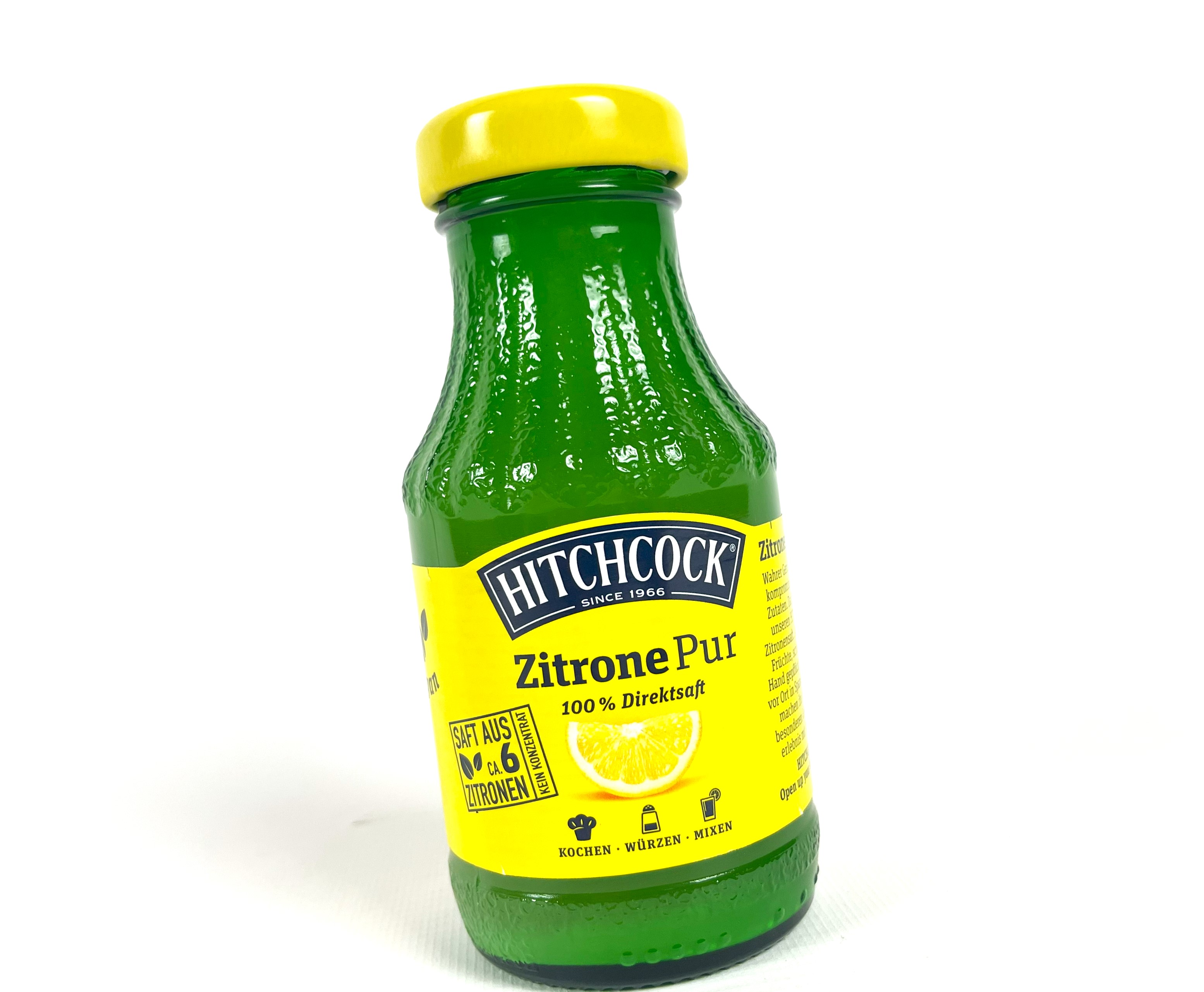 Zitronensaft Pur | Hitchcock | 200 ml | vegan | aus ca.6 Spanischen Zitronen | 100% Direktsaft