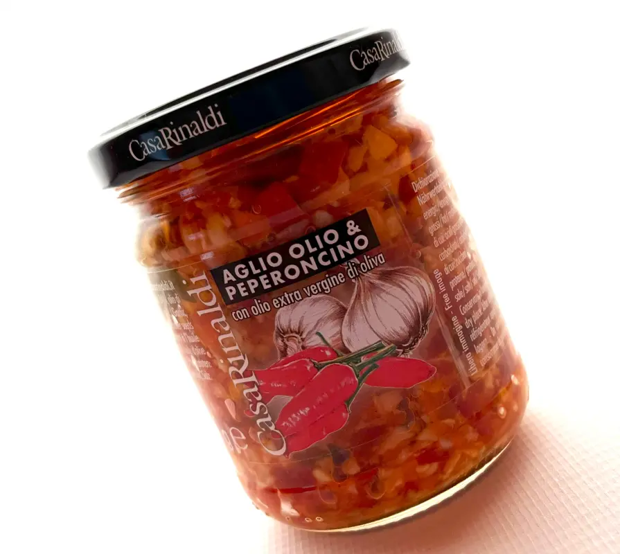 Knoblauch - Chili-Peperoni Sauce mit nativem Olivenöl extra | Casa Rinaldi | 190 g