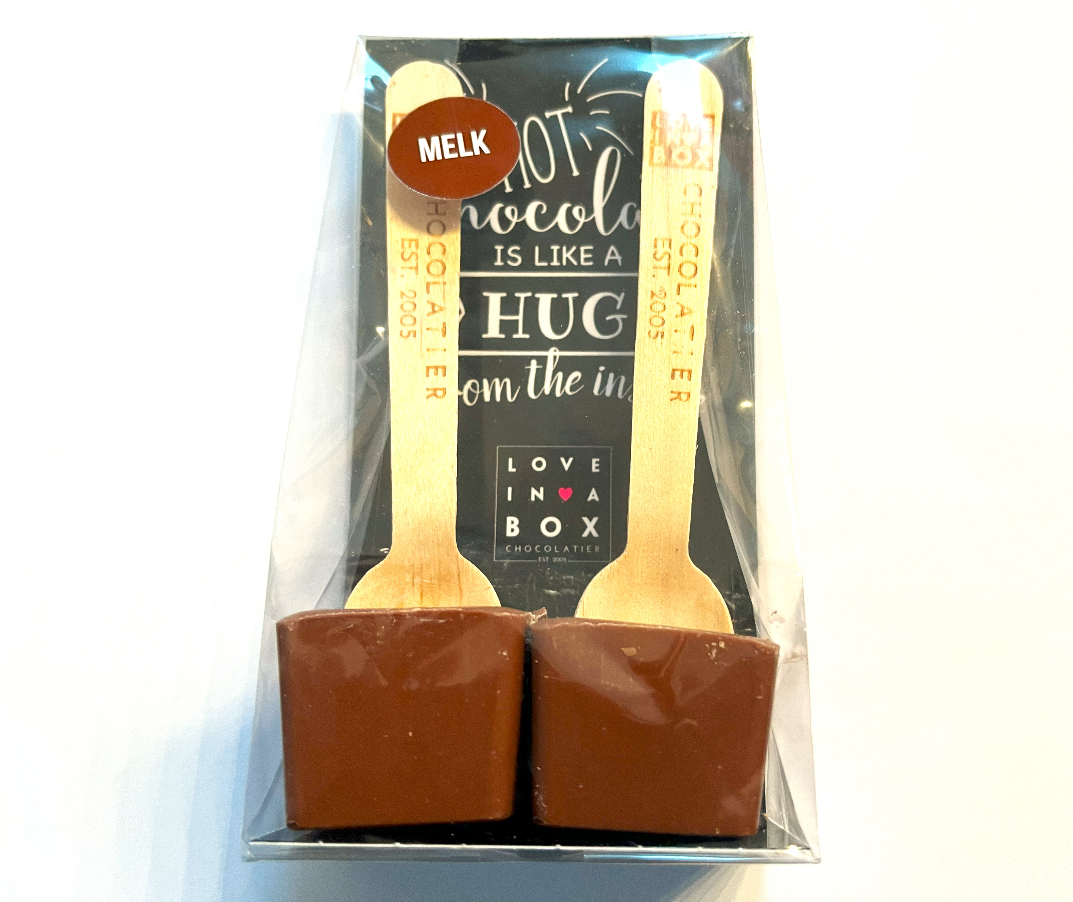 Schokoladenlöffel Milchschokolade | Perfekt für heiße Milch| Love in a Box | 2 Stück | 90 g