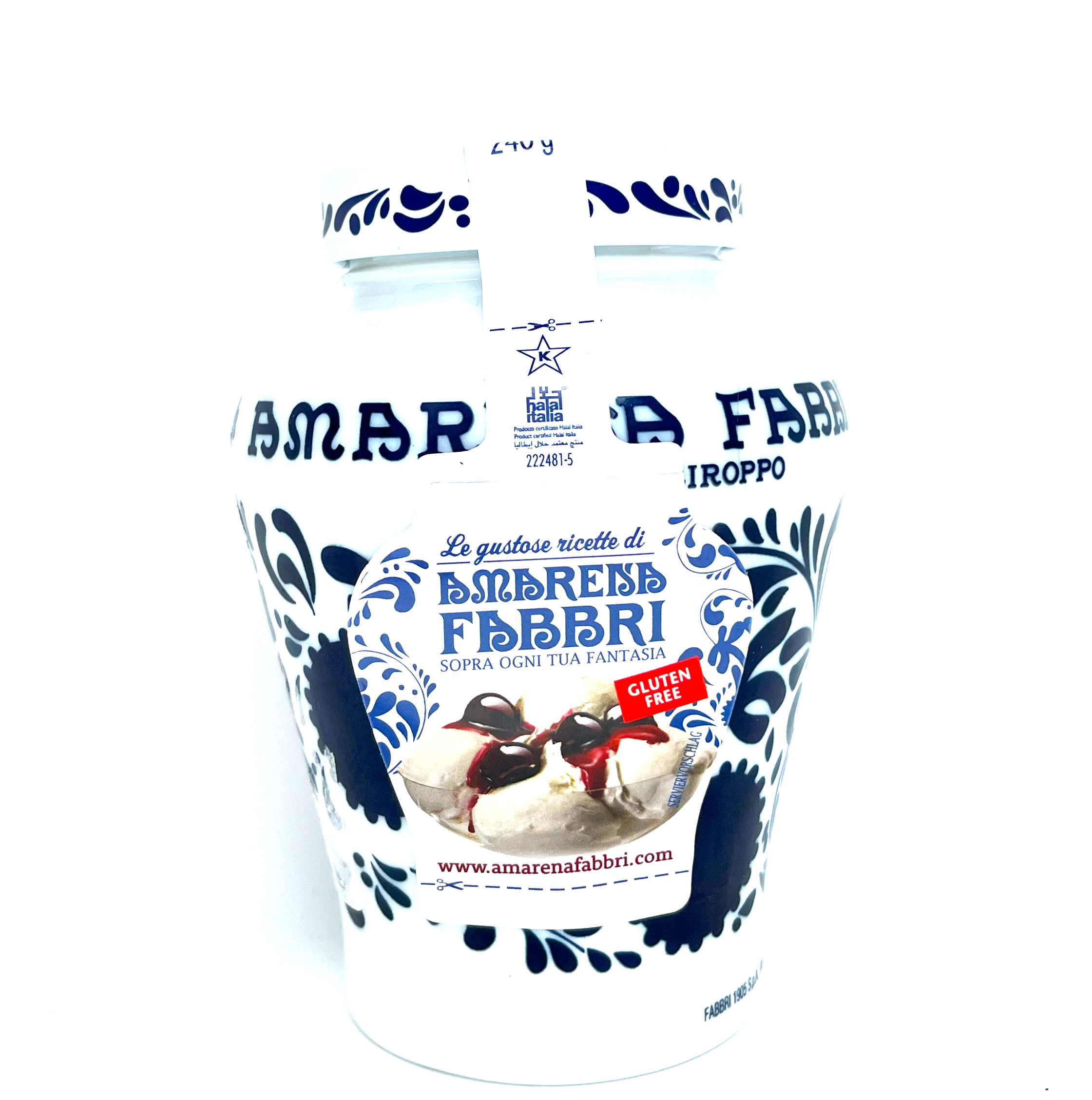 Amarena Kirschen in Sirup | Fabbri | 600 g Opaline Vase | Nettofüllmenge 240g Amarena Kirschen in Sirup | Fabbri | 600 g Opaline Vase | Nettofüllmenge 240g