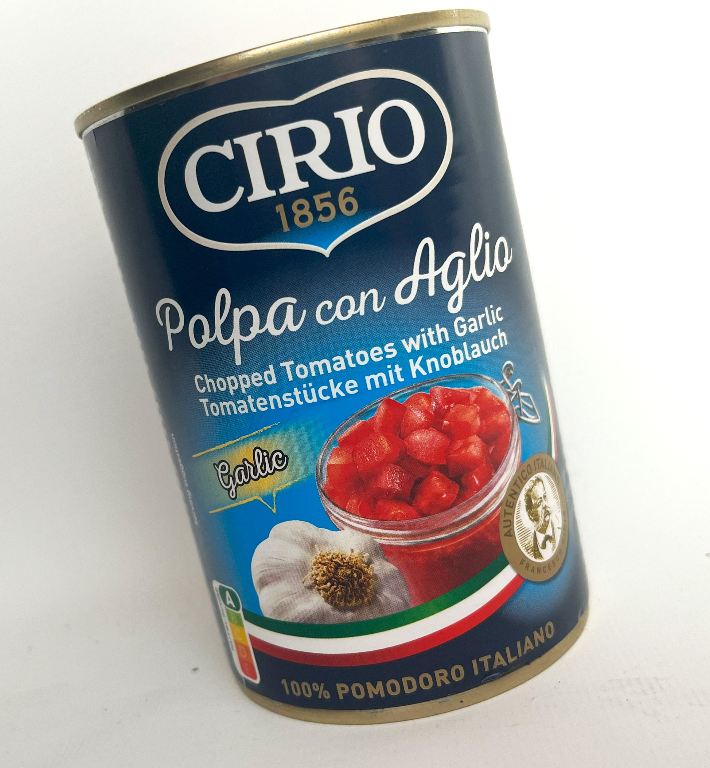 Polpa con Aglio | Francesco Cirio | 400g Nettogewicht | Tomatenstücke mit Knoblauch