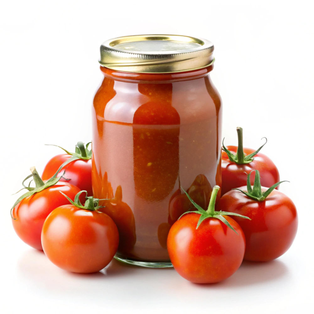 Tomatensauce auf weißem Hintergrund