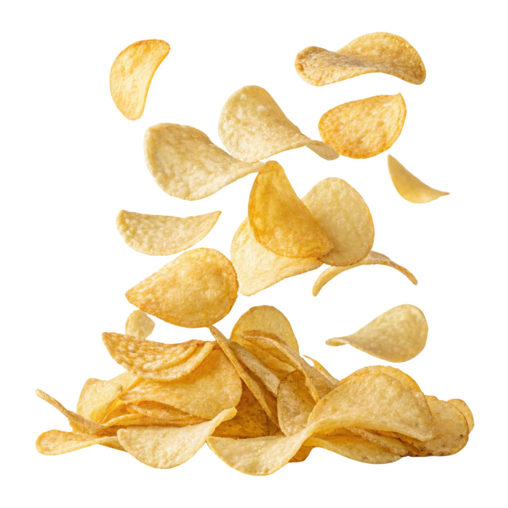 Fliegende leckere Kartoffelchips