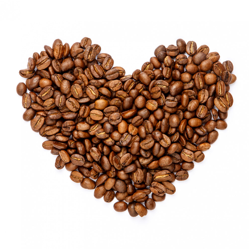 Herzzeichen aus gerösteten Kaffeebohnen