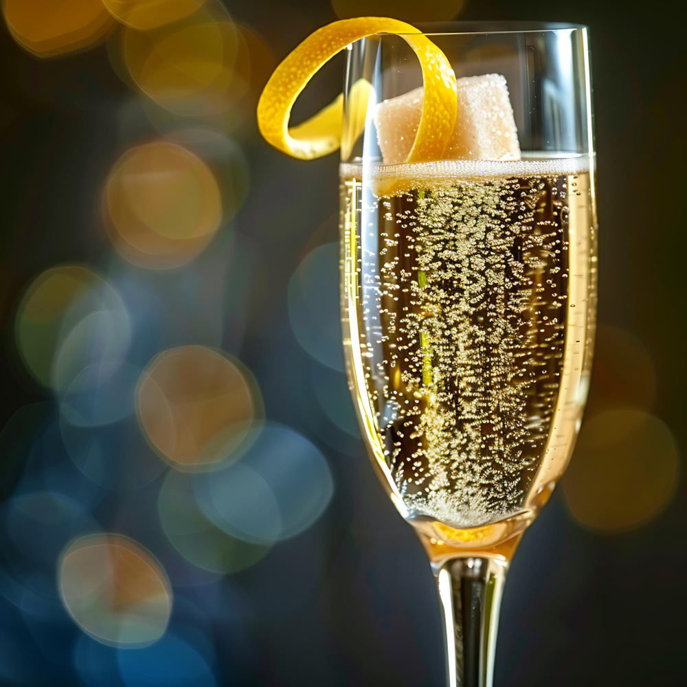 Champagnerglas  mit Orangenhaut