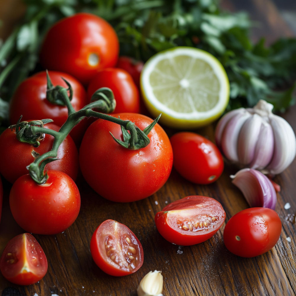 Frische Tomaten und Knoblauch