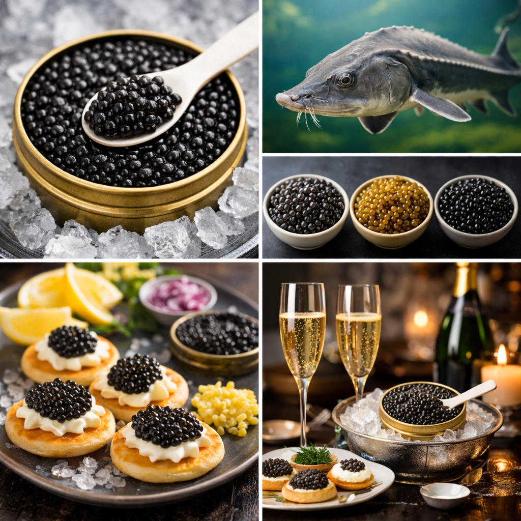 Kaviar in einer Collage dargestellt