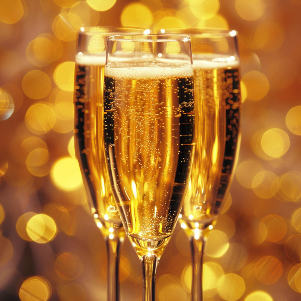 Champagnerfreude genieße mit Goldflocken