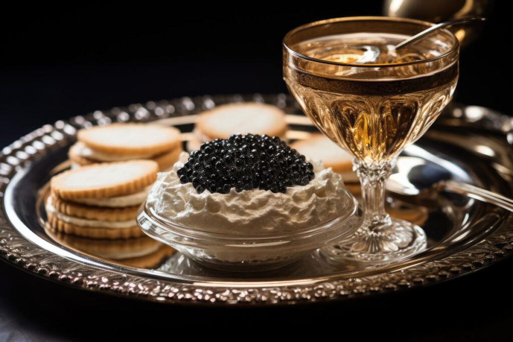 Schwarzer Kaviar Vorspeisen Mini-Pancakes 