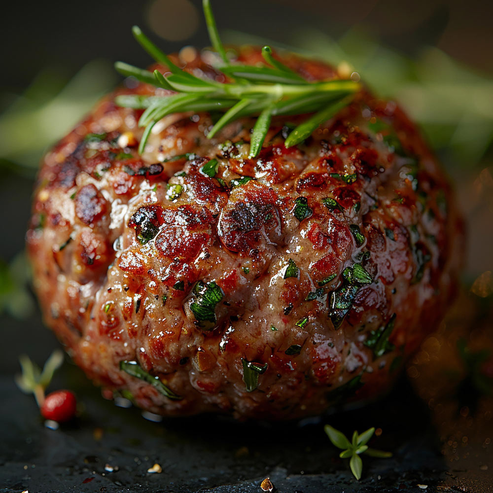 Nahaufnahme von frischen Fleischkugeln mit saftigen Texturen