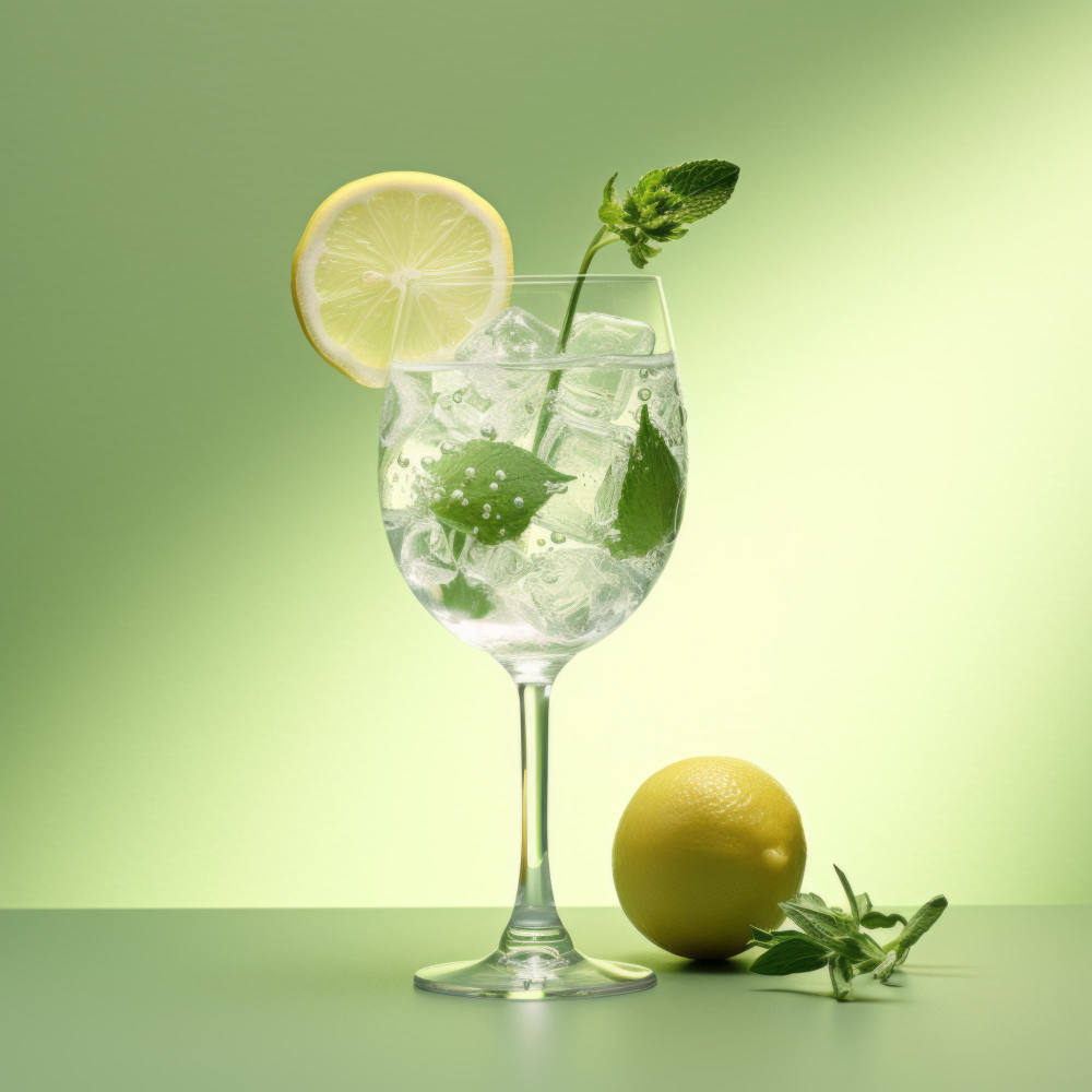 Gin und Tonic mit Zitrone und Minze