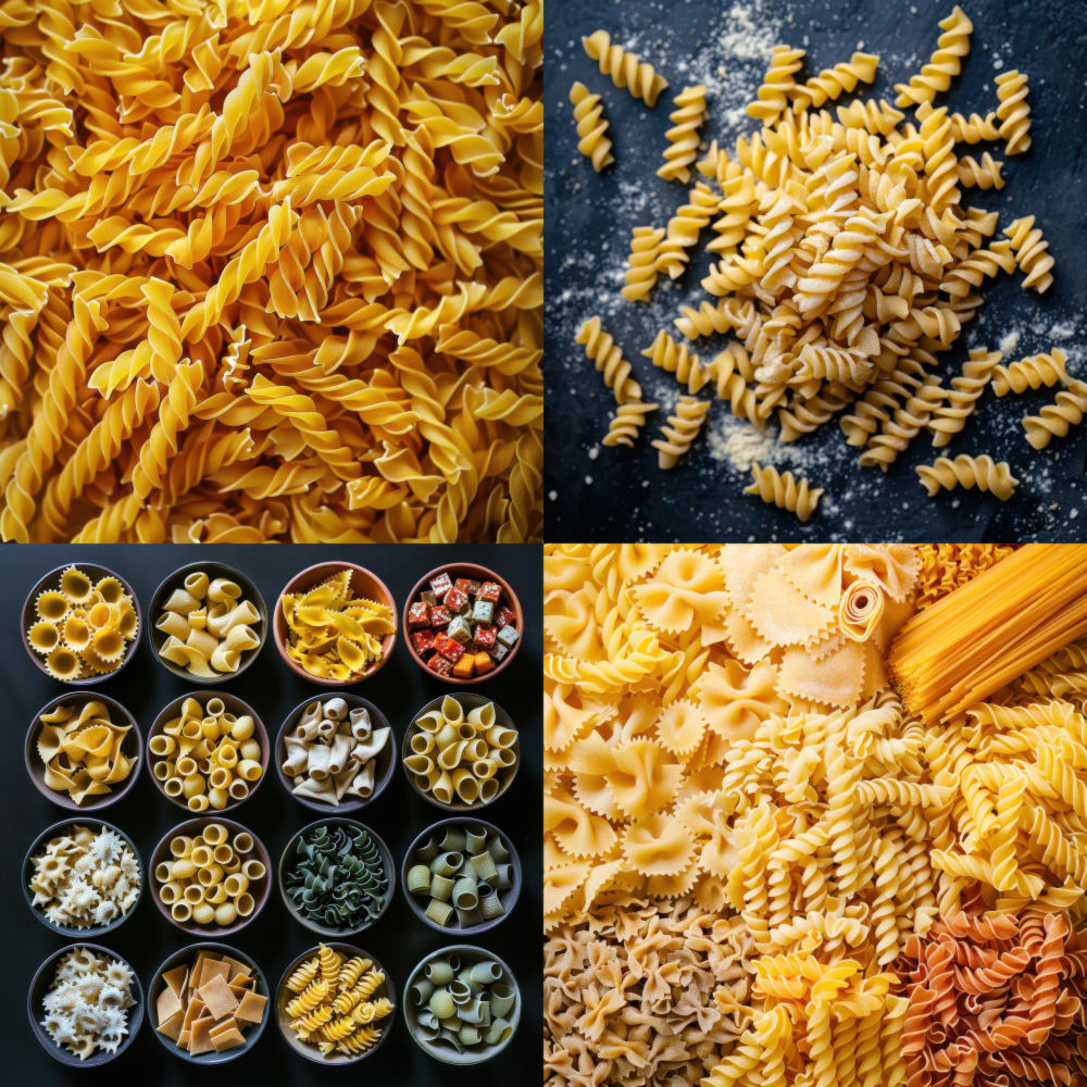 Eine Vielzahl von ungekochten Nudeln