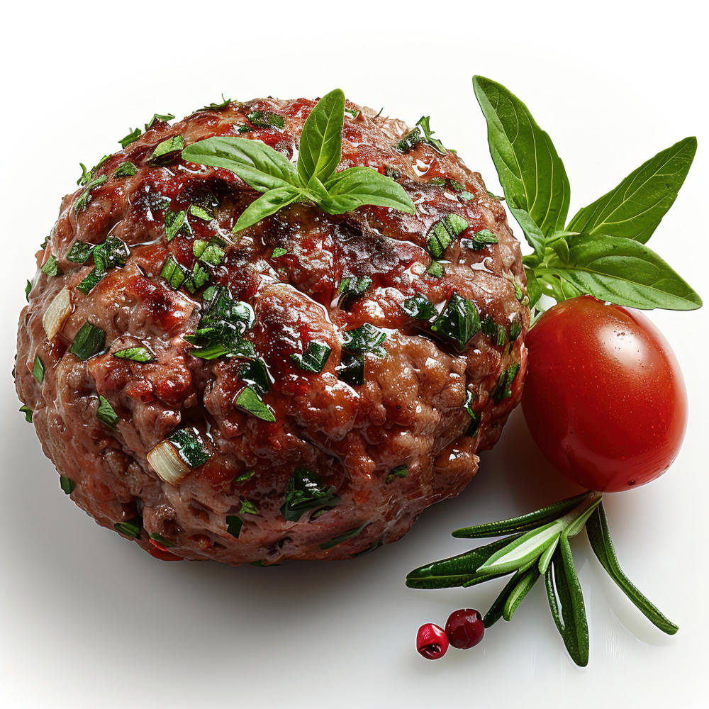 Einzelne Fleischkugeln auf weißem Hintergrund