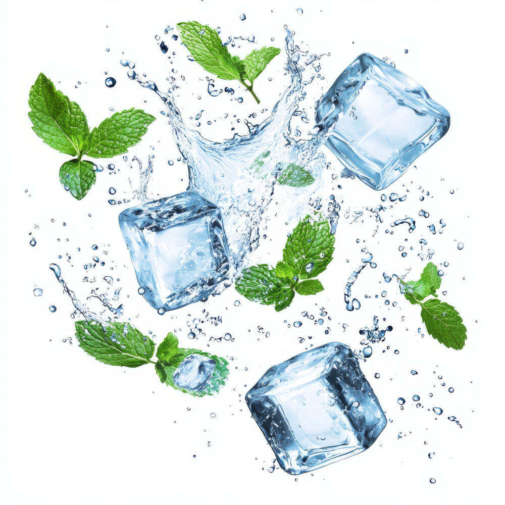 Eiswürfel und Minze