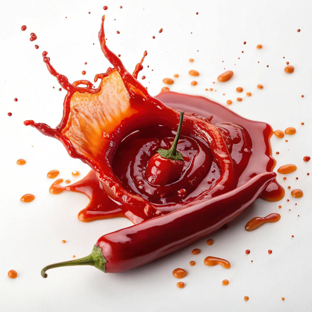 Heißer roter Chilisauce mit einem frischen heißen Pfeffer